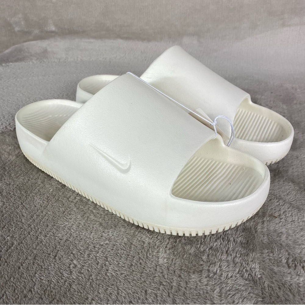 Nike Calm Slide Sandals Womens‎ 10 Men 9 White Water Comfort Casual NEW